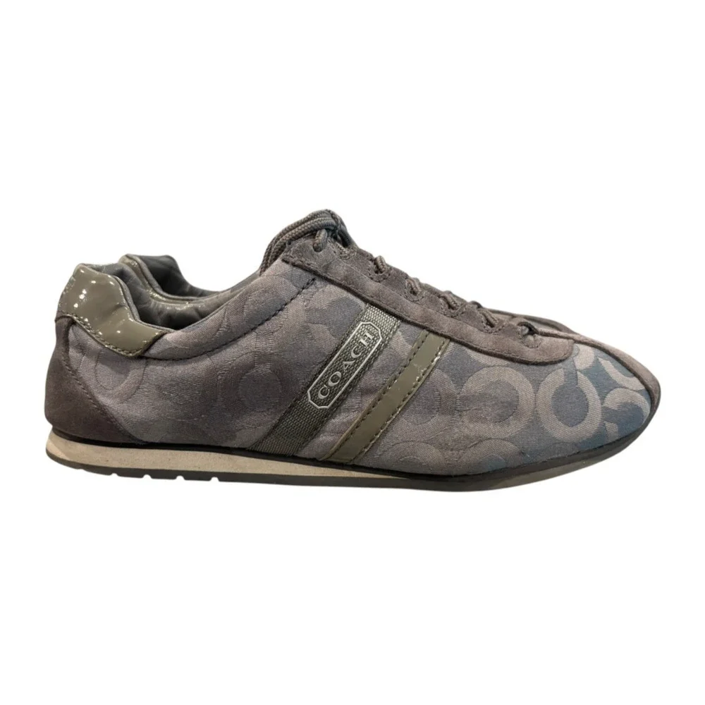 Coach Kateilyn Gray Signature Jacquard Sneakers Women's Size 8 Lace Up Fashion
